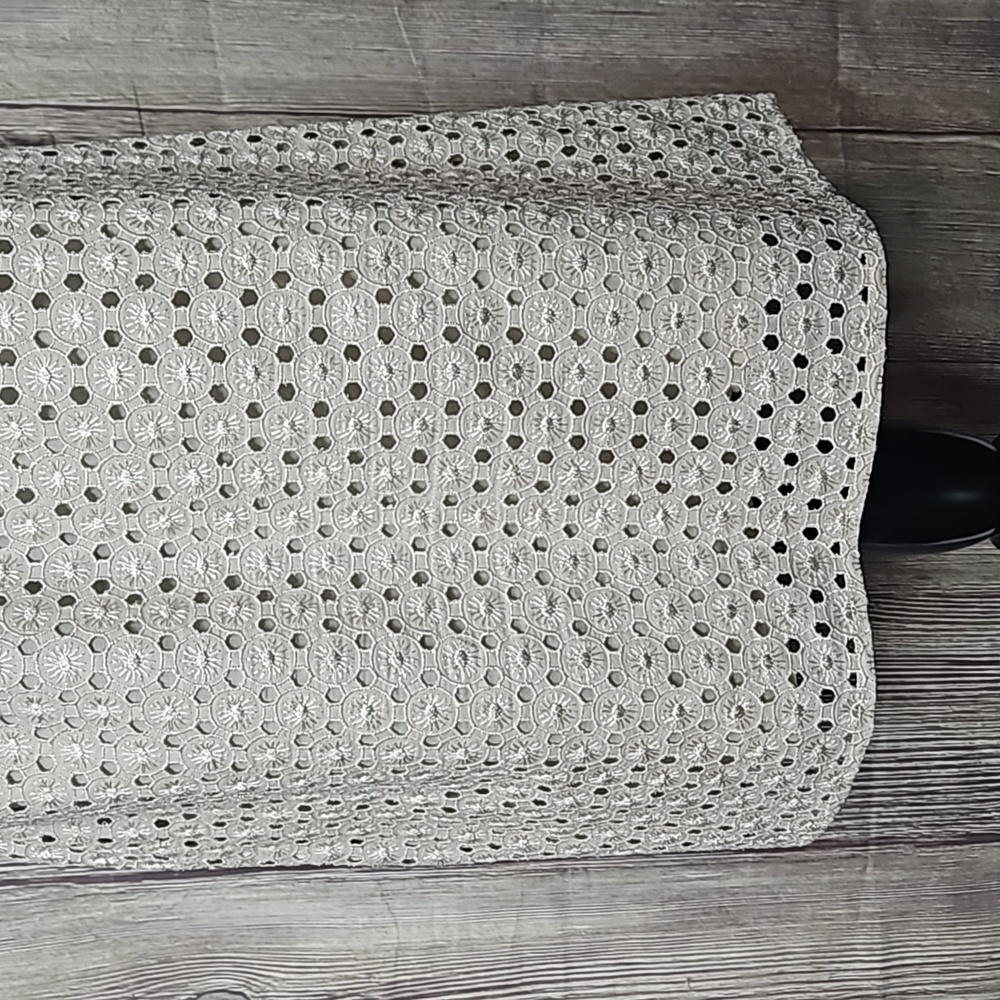 Michael Kors Neutral Shimmer Gold Eyelet Dress Sz 10 - Picture 9 of 11